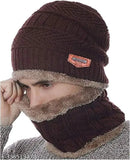 Wool beanie hat & muffler scarf set, stay warm in style for men & women - soft textured knit, India origin