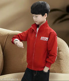 Silk blend boys zipper jacket, solid pattern, comfortable and durable for colder days