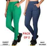 Cotton blend solid packt jeggings by KARARO Fashion for yoga/workout & casual wear, mid-waist design, elastic closure, breathable & stretchy fabric