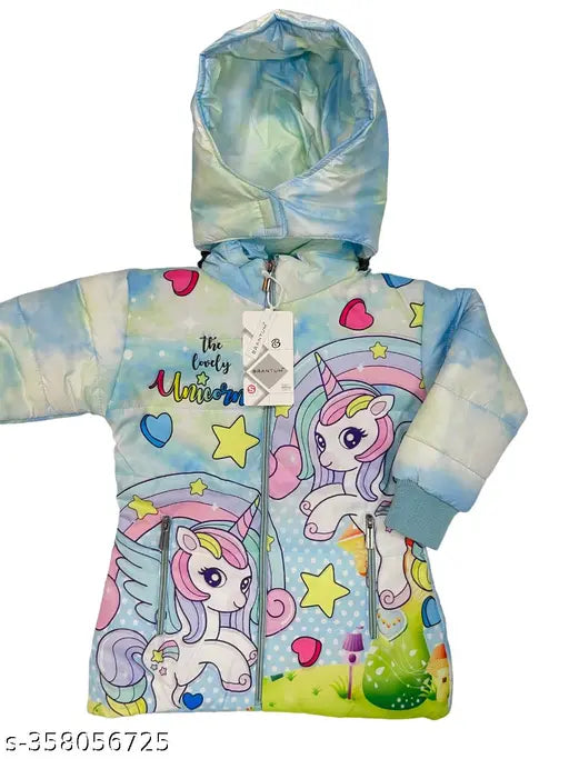 Bright nylon hoodies for kids, 3-6 years, printed design, trendy look