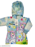 Bright nylon hoodies for kids, 3-6 years, printed design, trendy look