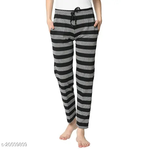 Black cotton blend straight-fit trousers for women, self-designed with net pattern. (Size 36: waist 32in, length 39in)