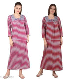 Wool spaghetti top with embroidered pattern, winter-themed beautiful nightsuit in free size or XXL