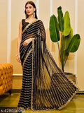 Embellished Georgette saree with running blouse, Indian free size (L: 5.5m, B: 0.8m)