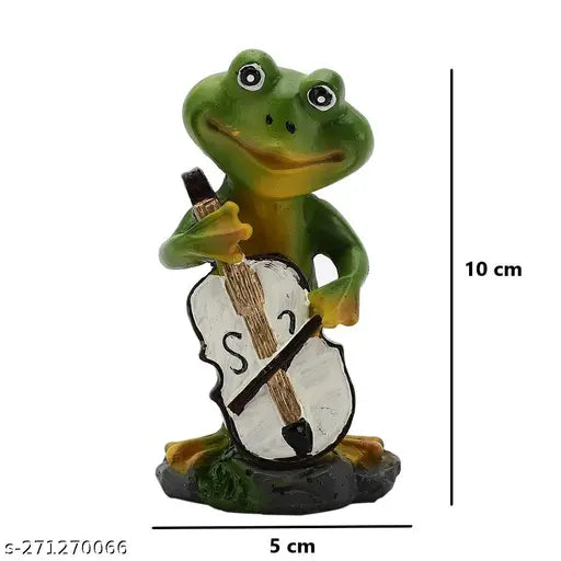 Resin frog musical instrument set (4 pcs), green and weather-resistant, great for home decor and gifts