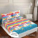 Shyam HOME unicorn-themed premium cotton, fully elastic fitted double bed sheets with 2 king size pillow covers. Soft, machine washable, and ideal for summer use. Made in India