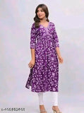 Rayon Alia cut kurta 145 with three-quarter sleeves, printed combo, daily wear dress from India