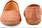 Brown synthetic leather embroidered bellies, traditional Jaipuri style for women's party outfits