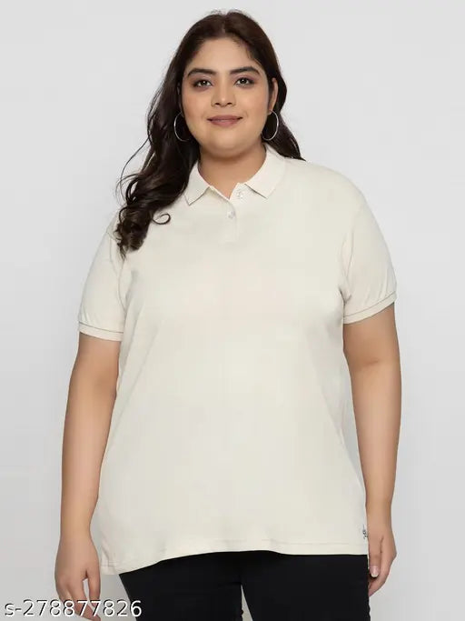 Solid cotton blend short sleeve women's t-shirts, perfect for college, work, sports, or travel, soft and comfortable, made in India
