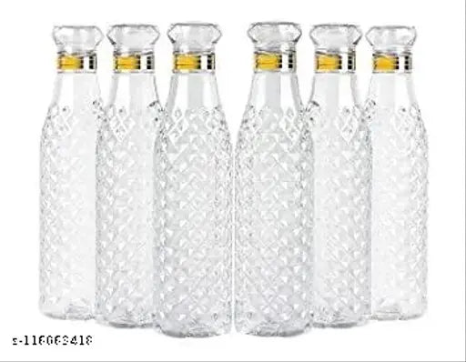 Plastic food-grade fridge square water bottle set (6 pieces, 1L, assorted), sleek and leakproof with matte finish