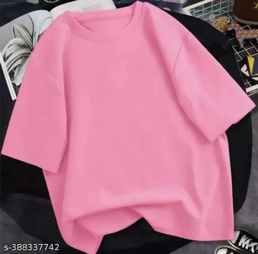 Polycotton oversize t-shirt for women, trendy solid color top in multiple sizes