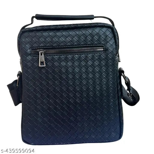 Faux leather crossbody sling bag with adjustable strap, daily travel use, textured net pattern