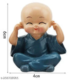 Multicolor polyresin Baby Monk set (4 cm high), premium quality handicraft for home decor