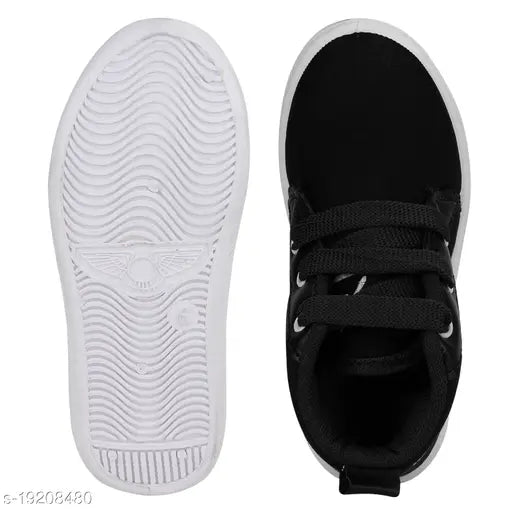 Black textile lace casual shoes for kids, multipack of 1 with sizes 3.5-4 years, India origin