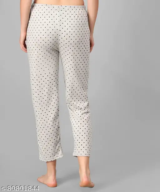 Multi-colored Fit N Fame printed cotton pyjama lounge pant nightwear for women & girls (pack of 3), soft, elasticated waistband with drawstring