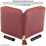 Brown faux leather unisex wallet, features 2 compartments and a round chain, ideal for everyday use
