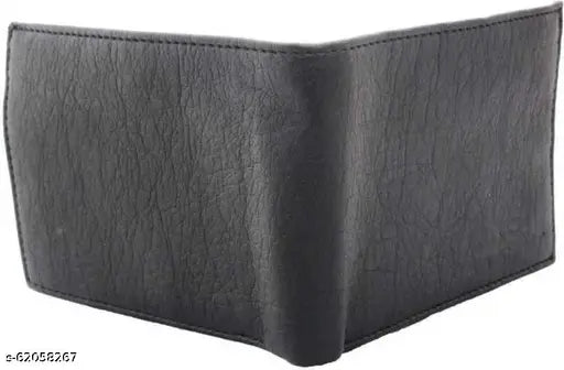 Genuine leather men's wallet, black textured purse with 5 compartments, handcrafted in India