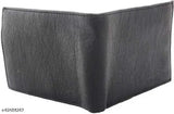 Genuine leather men's wallet, black textured purse with 5 compartments, handcrafted in India