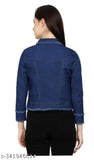 Dark blue denim jacket/waist coat, trendy and classic for women and girls. Three-quarter sleeves, solid pattern. Ideal for casual wear or parties