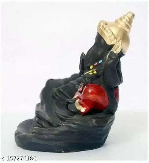 Poly Resin L B Ganesh Ji Backflow Indian Gift Statuette for calmness, Feng Shui decoration