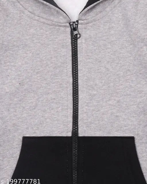 Cotton blend boys' hoodie, solid color winter wear for kids, size 2-14 years, made in India