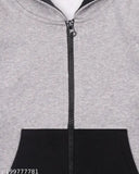 Cotton blend boys' hoodie, solid color winter wear for kids, size 2-14 years, made in India