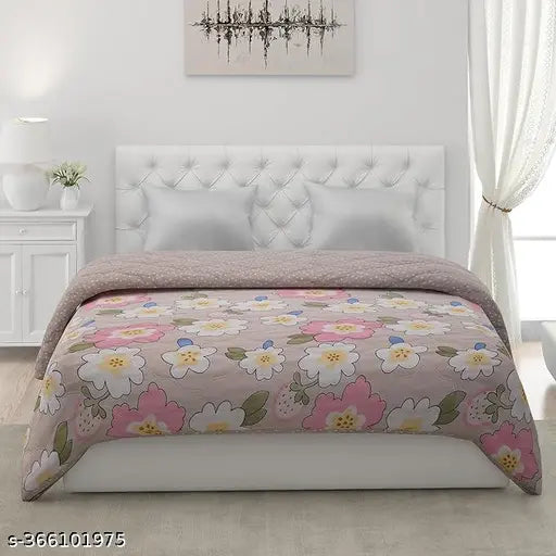 Soft, polycotton microfiber AC comforter for double bed (250 GSM), dual color reversible design, ideal for king-size beds