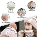 Pink embellished wool beanie hat & scarf set for autumn-winter sports, fits 54-58cm adult heads, China-made
