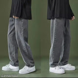 Grey cotton loose fit baggy jeans, perfect for casual wear, available in sizes 28, 30, and 32