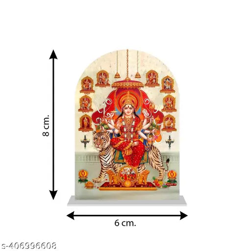 Plastic Navdurga idol, vibrant Indian deity figurine, 4cm x 10cm x 10cm