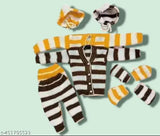 Wool striped unisex winter set for kids: jacket, hat, mittens - Little Muffs, warm & trendy