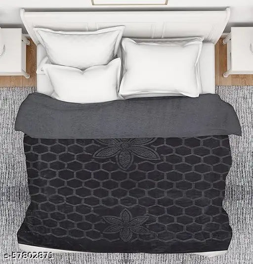 Velvet floral embossed super soft heavy double bed mink blanket, vibrant embossed style, luxurious Korean design for winter