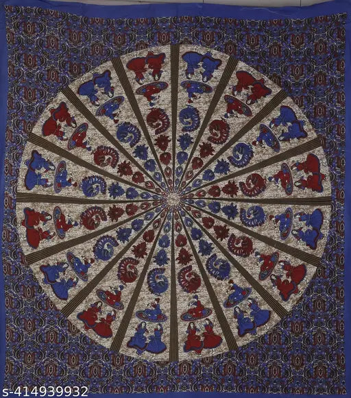 Vibrant Ghumar print Indian fabric, traditional hand block printing design