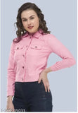 Denim three-quarter sleeve classic women jacket, solid net, size N from India