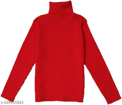 Woolen unisex winter sweater for babies (03months-3Years), solid high neck and long sleeves