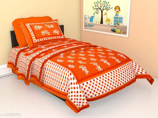 Orange goli cotton pillow cover, single size (100x63), high-quality, made in India