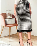 Casual modern women's polyester western skirts with printed net pattern, available in sizes 26-36 inches (India-made)