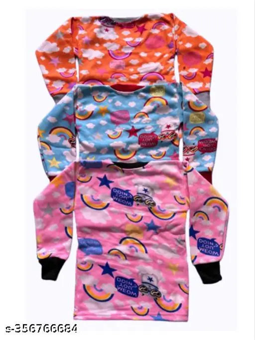 Woolen Kids Winter Wear Set: Long sleeves, printed net design, pack of 3 for 0-6 Months