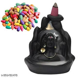 Poly resin Adi Shankara Lord Shiva Adiyogi smoke backflow fountain with 21pcs incense cones, Indian decorative showpiece for study or yoga studio