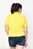 Black & Yellow pure cotton women's casual polo t-shirt combo with collar neck and half sleeves