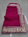 Georgette saree with embroidered lace border, printed in Bangalori silk, free size, 5.5m length
