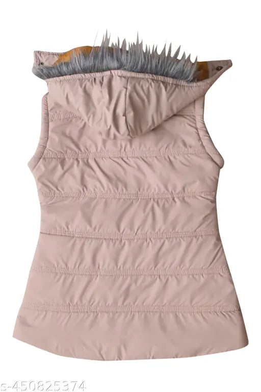 Sleeveless nylon Stylis Girls Bandi jacket for kids, solid pattern, sizes range from 18-24 Months to 8-9 Years. Made in India