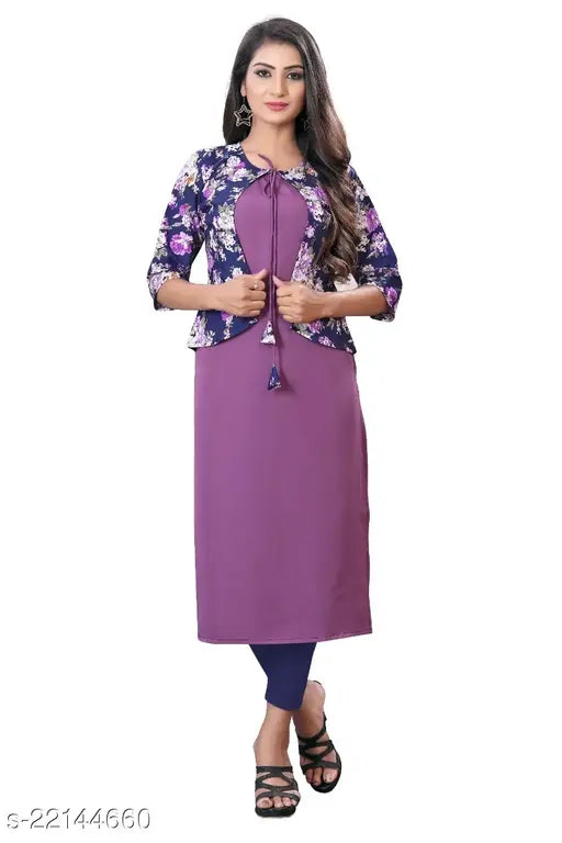 Trendy polyester kurtis, printed combo, three-quarter sleeves. S: bust 36in, length 44in | M: bust 38in, length 44in | L: bust 40in, length 44in | XL: bust 42in, length 44in | XXL: bust 44in, length 44in. Indian-origin fashion apparel