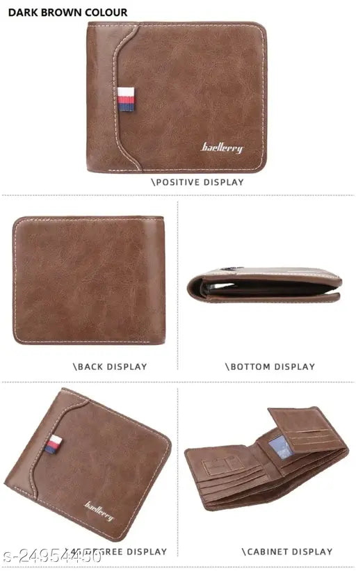 PU leather wallet for men, fashionable and functional with six card slots, two ID slots, two note compartments, and two hidden card slots