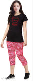 Fancy cotton top & bottom sets for women, short sleeves, vibrant Indian design