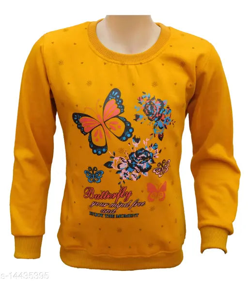 Gold cotton girls sweatshirt & hoodie, size 2-3 years, 4-5 years, 5-6 years, 6-7 years, 7-8 years, 8-9 years, 10-11 years. Made in India
