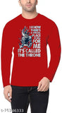 Cotton long-sleeved red round typography t-shirt for men by Eddicted, India