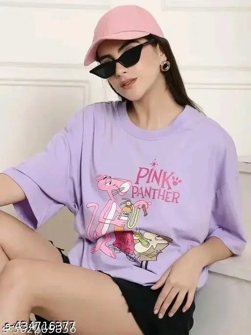 Printed cotton Adel Women's oversized t-shirt, featuring short sleeves and round neck, ideal for casual wear