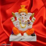 Multicolor poly resin Ganesh Idol (12 cm) - decorative Hindu deity for home or office, symbolizing good luck and wisdom