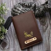 Stylish PU unisex card holder, solid net with name charm, 4 compartments, free size (11x8cm), India-made customizable accessory